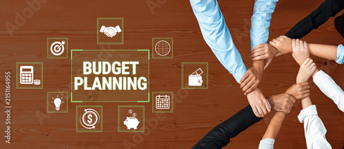 Canvas Print Collaborative Budget Planning Session Highlighting Teamwork and Financial Strategy with Icons Representing Goals, Finance, and Organization Fluxor