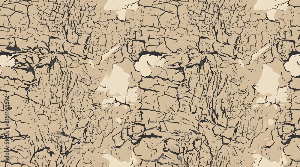 Fototapeta premium Cracked tree bark surface texture forming cream colored crosswise pattern.