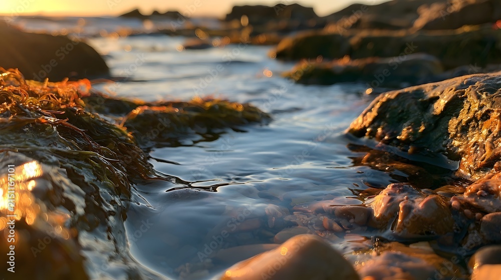 Fototapeta premium Beautiful isolated tide pool at sunset