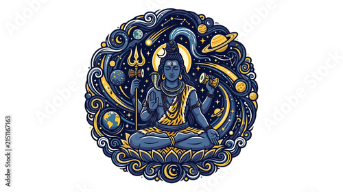 Foto Meditating Deity in Cosmic Swirls
