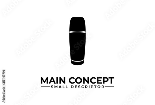 Thermos bottle serves as a sleek graphic design element for a minimalist brand identity logo.