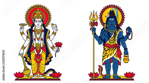 фотографія Two Hindu deities depicted in colorful style