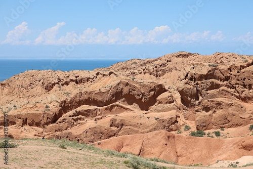 Skazka Fairy Tale Canyon and Issyk-Kul Lake in Kyrgyzstan, Central Asia