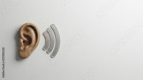 Ear and Sound Waves, Indoor, Graphic Art, Contemporary, Close-Up View