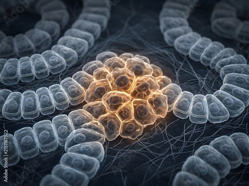 Microscopic View of Cancerous Mutation and Tumor Formation in Epithelial Cells