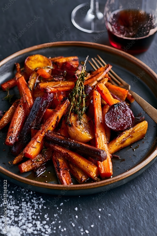 Fototapeta premium Braised Root Vegetables