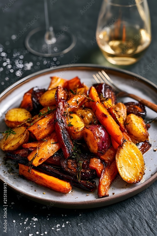 Fototapeta premium Braised Root Vegetables
