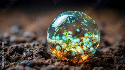 Macro view of earth at night illuminated by lights and stars
