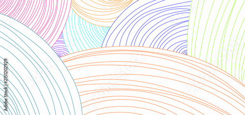 An illustrative background featuring an abstract pattern composed of thin, curved lines in various colors.