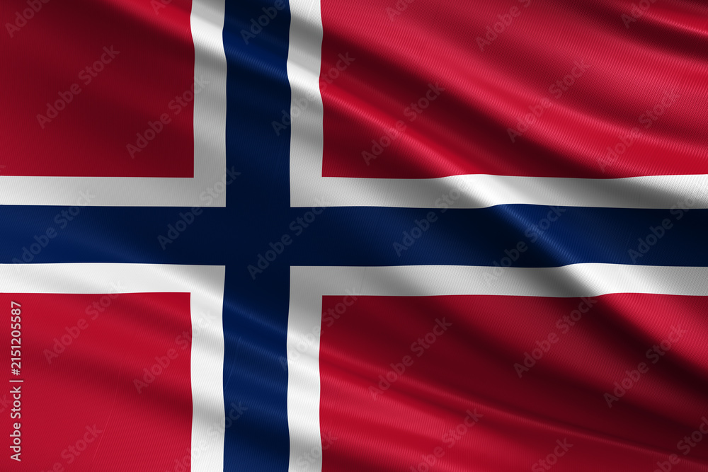 Fototapeta premium Waving national flag of Norway background.