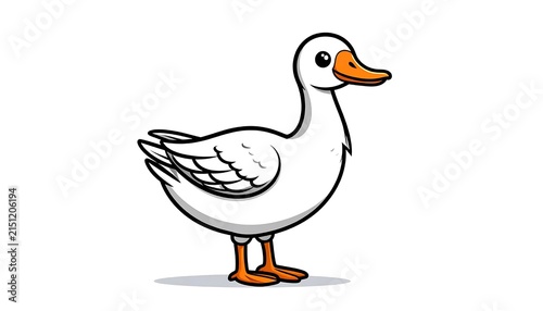 White goose standing on one leg.