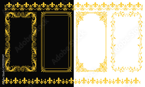 Luxury Vintage Gold Ornamental Frames and Decorative Border Set