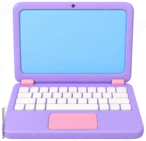 A cute 3D open laptop computer