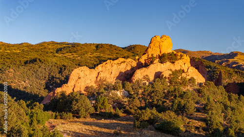 Quadro su tela Panoramic aerial view of Garden of the Gods state park rock formation landscapes