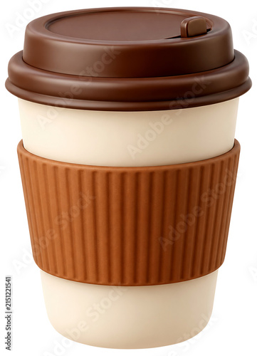 A cute 3D takeaway coffee cup with lid