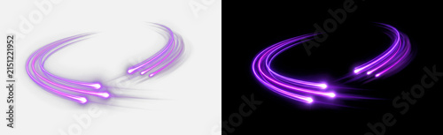 Konstfotografi Dual purple neon swooshes curving outward like glowing wings, symmetrical energy