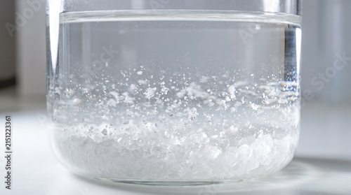 Chemical Precipitate Formation After Reaction Scientific Macro Photography Crystal Particles Suspension