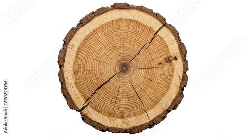 Cross section of tree trunk wood slice showing growth rings.