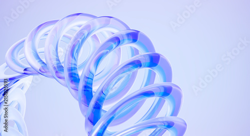 Картината върху платно Abstract 3D Render of Translucent Glass Spiral Helix Structure with Blue Purple