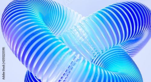 Cuadro en lienzo Abstract 3D Render of Intertwined Blue Tubular Shapes with Ribbed Texture Futuri