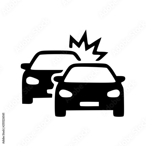 Foto Black and white car crash accident illustration with smoke and impact damage