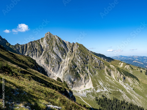Canvastavla Jagged peak and grassy alpine slopes in the Bernese Oberland - panoramic Swiss A