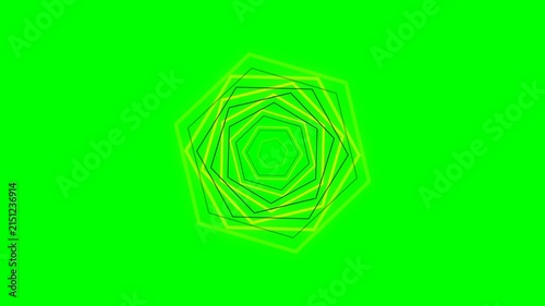 Abstract geometric pattern of concentric hexagons on a vivid green background