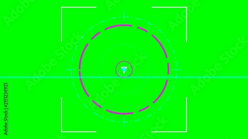 Futuristic digital heads up display target interface on a green screen