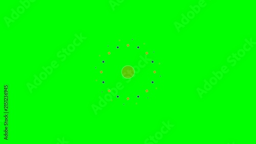 Abstract circular geometric pattern with orange center on green background