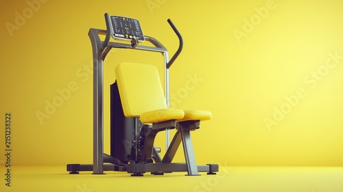 Gym equipment on yellow background