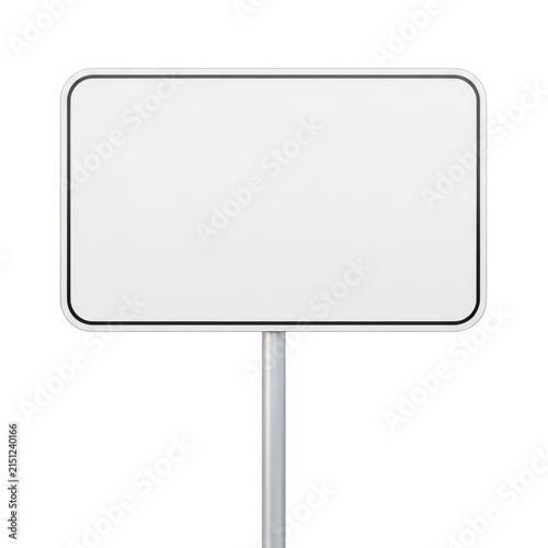 Simple blank sign on pole in open area isolated on white background