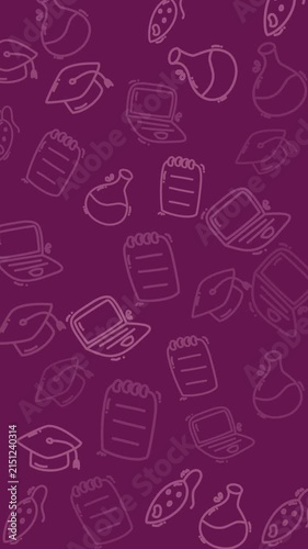 plain color background Suitable for educational designs, this pattern features graduation and science elements on a purple background, ideal for academicthemed projects.