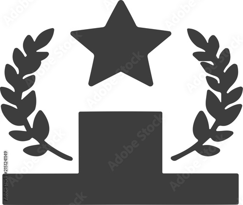 First place winner podium with star and laurel wreath