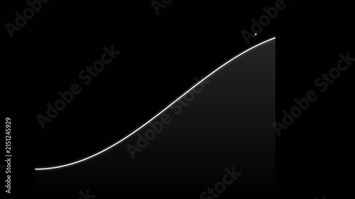 Minimalist Glowing Growth Curve Moving Upward on Black Background
