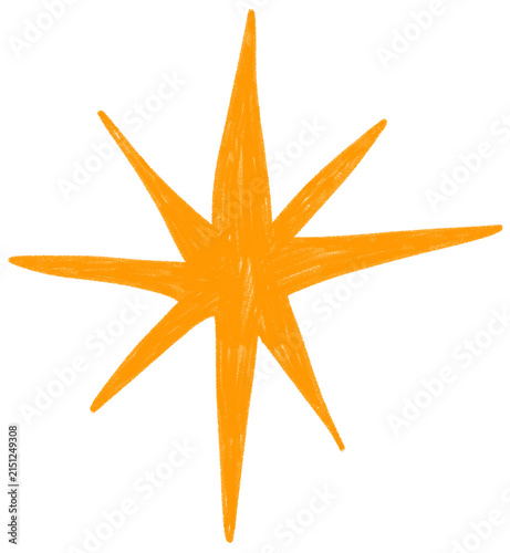 Hand Drawn Orange Starburst Illustration on White