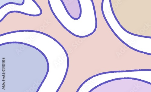Abstract Pastel Organic Shapes with Dark Outlines Background