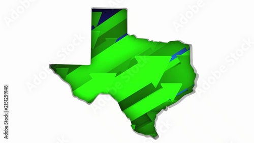 Texas TX State Map Arrows Increase Up On the Rise Growth Data 3d Animation