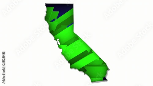 California CA State Map Arrows Increase Up On the Rise Growth Data 3d Animation