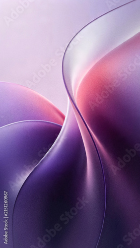 Abstract purple pink white blurred frosted glass wavy aura ribbon background with grainy holographic texture light gradient vertical composition for wallpapers.