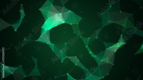 Фотография Abstract green geometric shapes interconnected by lines forming intricate patter