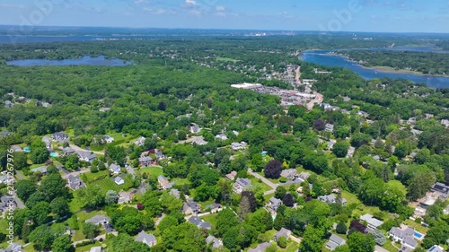 Barrington Yacht Club aerial view at Tyler Point in town of Barrington, Rhode Island RI, USA. Tyler Point located at the mouth of Palmer River into Barrington River. 