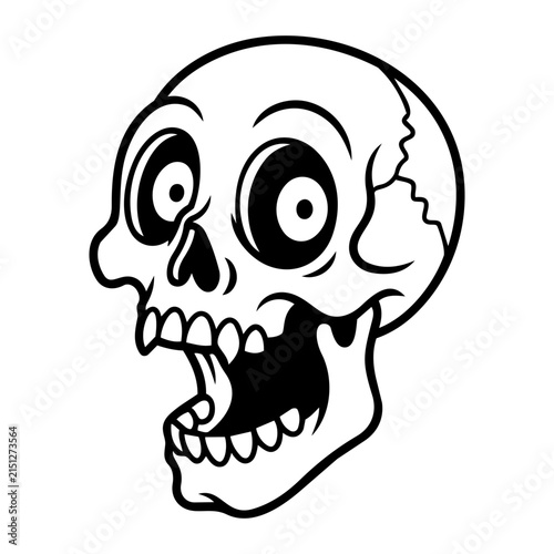 Fun Cartoon Skull with Big Eyes and Open Mouth for Halloween Theme