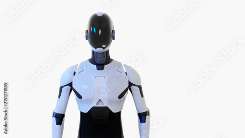 Fotografie Humanoid AI robot assistant portrait isolated on white background