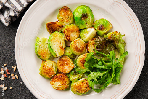 Fotografie Brussels sprouts dish vegetable dish tasty snack fresh and delicious gourmet foo