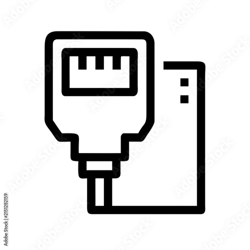 Usb power adapter connecting to laptop - Minimalist icon of a USB power adapter plugged into a laptop charging port