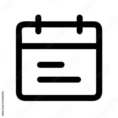 Simple calendar icon with three horizontal lines - Minimalist calendar icon featuring a daily view and three horizontal lines for options or actions.