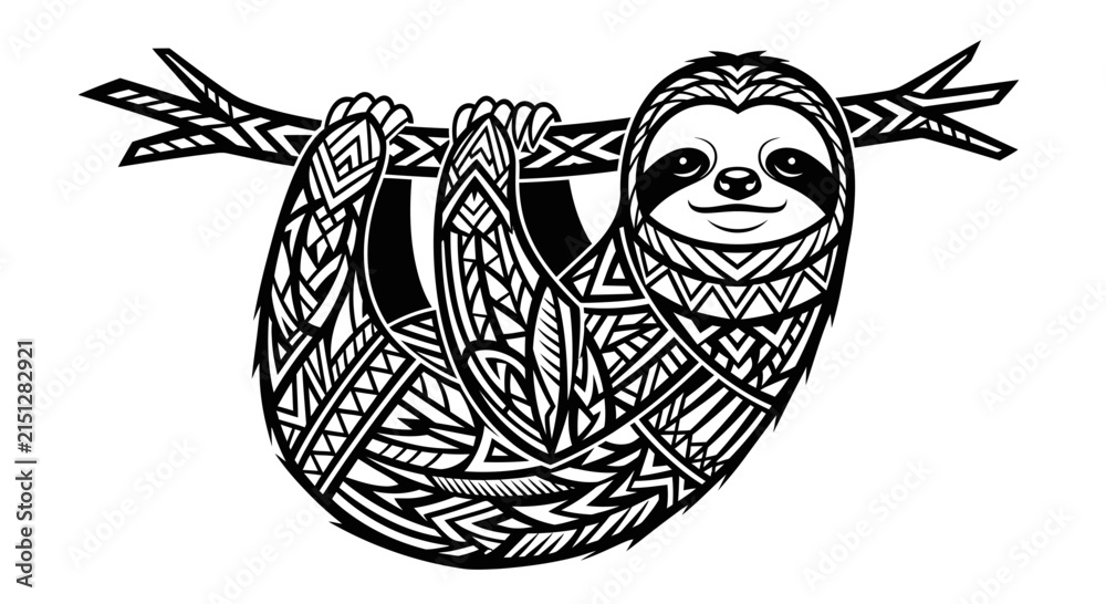 Fototapeta premium Sloth hanging from a branch slowly.