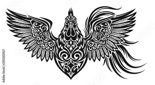 Foto Detailed Tattoo Design of Phoenix Bird.