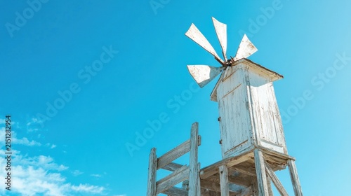 Old windmill against blue sky
