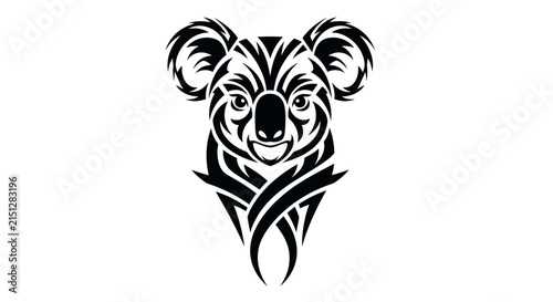 Canvas Print Koala Face Tribal Black Design Art.